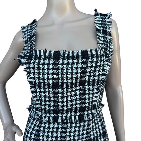 Forever 21 S Houndstooth Plaid Mini Dress Fringe - Picture 2 of 6